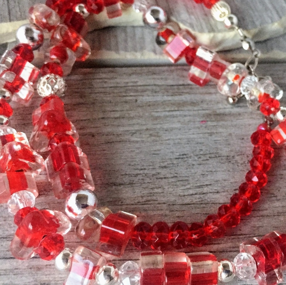 Czech faceted crystal and glass bead necklace